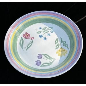 Vintage Caleca 16" Meadow Serving Platter Hand Painted Italy Easter Spring